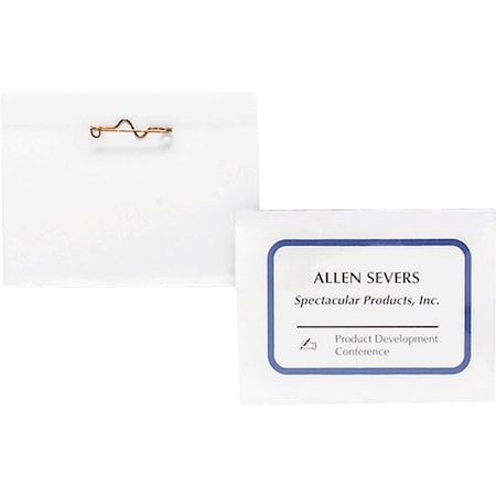 Business Source Pin Style Holder Name Badge Kit, Clear, PK100 19700BADGE